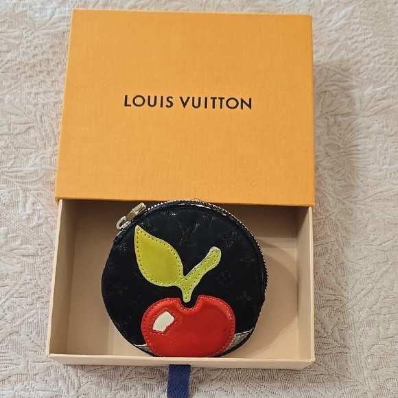 Louis Vuitton Accessories - Louis Vuitton Black Coin Purse with Red and Green Accents Apple